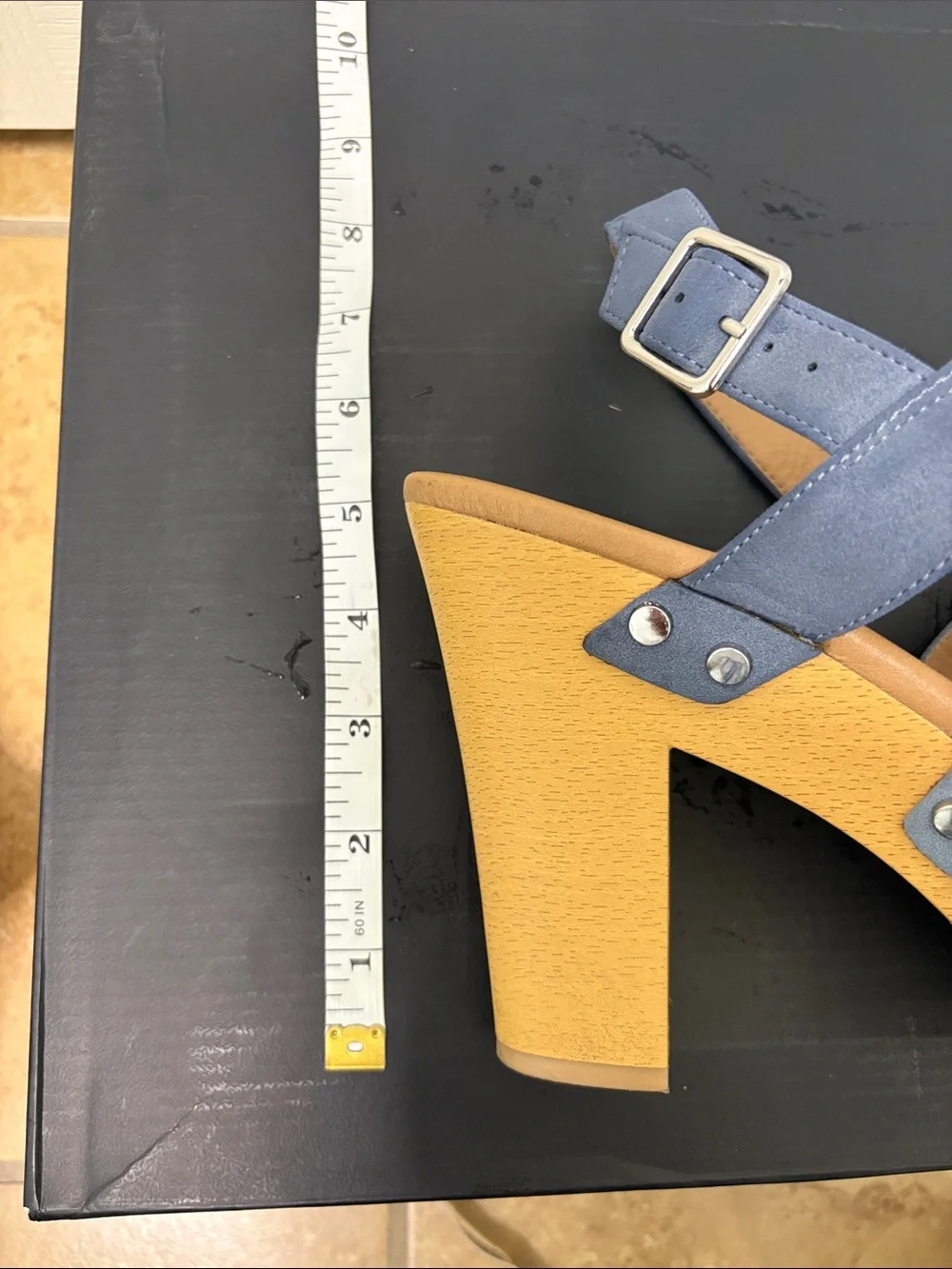 Report Two-Tone Blue Suede Platform Sandals
